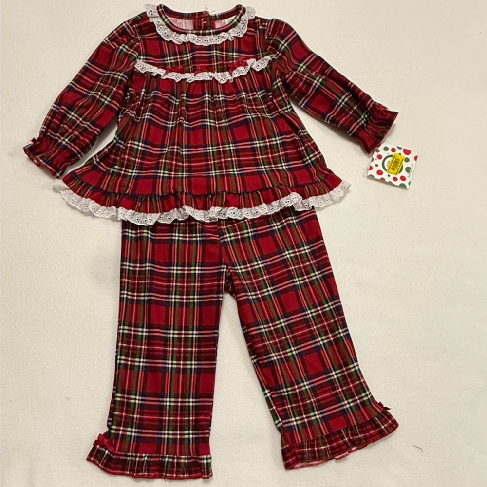 Little Me 18M Girls Red Plaid Two Piece Christmas Set - NWT